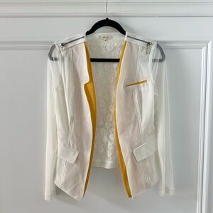 Céline lace ivory & yellow blazer